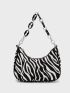 Letter Patch Decor Chain Hobo Bag