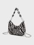 Letter Patch Decor Chain Hobo Bag