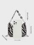 Letter Patch Decor Chain Hobo Bag