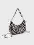 Letter Patch Decor Chain Hobo Bag