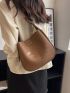 Litchi Embossed Bucket Bag With Inner Pouch