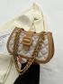 Buckle Decor Quilted Chain Shoulder Bag