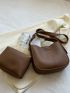 Litchi Embossed Bucket Bag With Inner Pouch