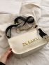 Letter Graphic Chain Decor Hobo Bag