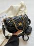 Chevron Quilted Twist Lock Flap Chain Square Bag With Coin Purse