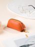 Neon Orange Litchi Embossed Coin Purse