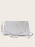 Ruched Detail Glitter Chain Flap Messenger Bag