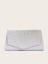 Ruched Detail Glitter Chain Flap Messenger Bag