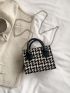 Mini Chevron Pattern Chain Square Bag