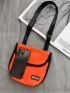 Letter Patch Decor Flap Square Bag