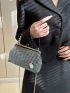 Rhinestone Decor Kiss Lock Chain Square Bag