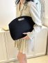 Crocodile Embossed Double Handle Clutch Bag