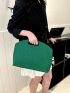 Crocodile Embossed Double Handle Square Bag