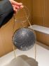 Mini Rhinestone Decor Chain Circle Bag