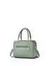 Elegant Floral Pattern Embroidered Square Handbag, Women's Fashion Artificial Leather Shoulder Bag, Trendy Double Handle Purse With Bag Charm, Elegant For Office & Work
