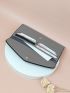 Metal Decor Flap Long Wallet