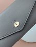 Metal Decor Flap Long Wallet