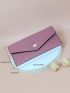 Metal Decor Flap Long Wallet
