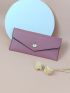 Metal Decor Flap Long Wallet