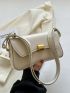 Metal Lock Flap Baguette Bag