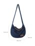 Letter Patch Decor Denim Hobo Bag