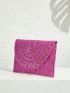 Studded Decor Flap Straw Bag