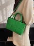 Double Handle Braided Design Square Bag