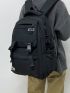 Men Release Buckle & Letter Patch Decor Laptop Backpack
