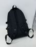 Men Release Buckle & Letter Patch Decor Laptop Backpack