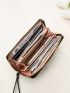 Litchi Embossed Long Wallet With Wristlet
