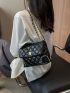 Mini Quilted Pattern Chain Decor Square Bag