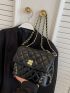 Mini Quilted Pattern Chain Decor Square Bag