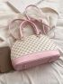 Geometric Pattern Double Handle Dome Bag