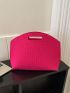Neon Pink Crocodile Embossed Square Bag