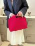 Neon Pink Crocodile Embossed Square Bag