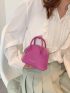 Mini Neon Pink Litchi Embossed Chain Dome Bag