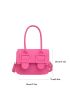 Mini Neon Pink Buckle Decor Flap Square Bag