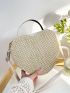 Mini Minimalist Heart Design Straw Bag