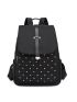 Quilted Pattern Studded Decor Flap Backpack