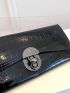Crocodile Embossed Metal Decor Long Wallet