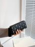 Faux Pearl & Studded Decor Long Wallet Zipper Around
