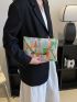 Colorblock Geometric Pattern Contrast Binding Square Bag