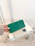 Embossed Detail Long Wallet PU Green