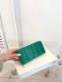 Embossed Detail Long Wallet PU Green