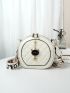 Mini Quilted Pattern Circle Bag With Bag Charm