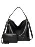 Litchi Embossed Vintage Design Hobo Bag With Wristlet Bag