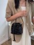 Mini Sequin Decor Drawstring Bucket Bag