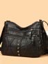 Minimalist Multi-compartment Hobo Bag Soft PU Shoulder Bag, Fashion Large Capacity Crossbody Purse With Multi Pockets For Women