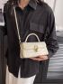 Crocodile Embossed Flap Square Bag
