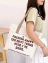 Slogan Graphic Shopper Bag